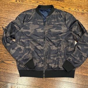 Blanc Noir Reversible Blue/Camouflage Bomber Jacket